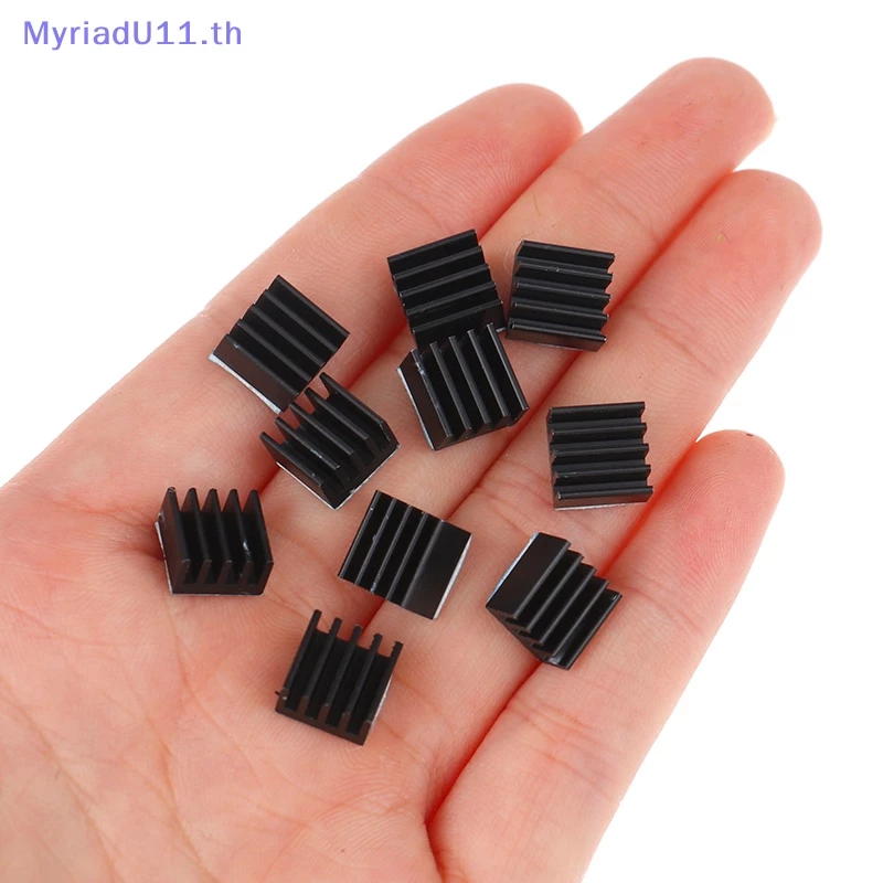 Myriadu ฮีตซิงก์ระบายความร้อน อลูมิเนียม ขนาด 8.8x8.8x5 มม. พร้อมแผ่นความร้อน สีดํา 10 ชิ้น