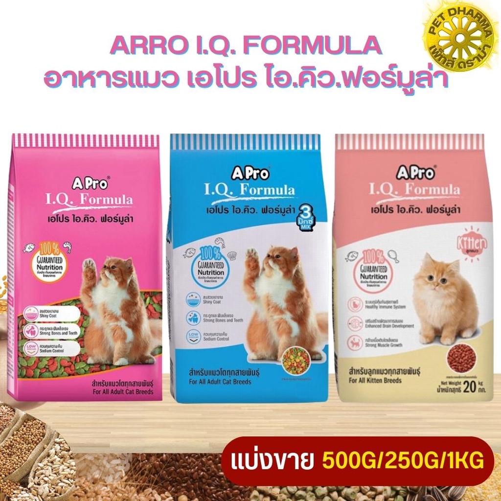 APro I.Q. Formula อาหารสำหรับแมวอายุ 1 ปี+ (แบ่งขาย 250G/500G/1KG)