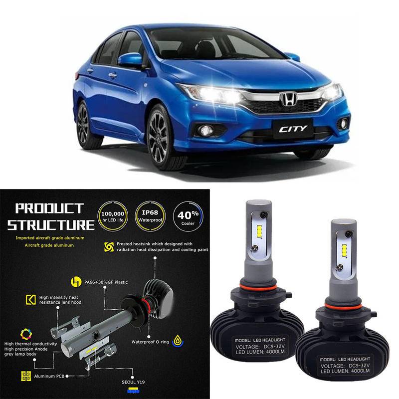 2 ชิ้น LED สีขาว 6000K S1 หลอดไฟ NW ชุดไฟหน้าสําหรับ Honda City 2008-2014 (โคมไฟหัว)