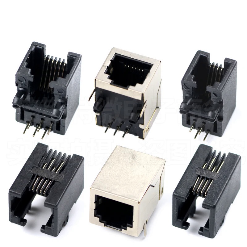 10PCS RJ11 โทรศัพท์ซ็อกเก็ตโค้ง Pin 95001 4P4C 6P6C 6P4C 8P8C หญิงแจ็ค Pcb Connector