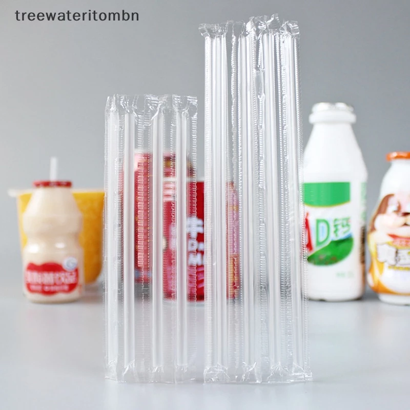 Tt 500 ชิ้น DIY พลาสติกฟางทิ้งสั้นโปร่งใสชี้ฟางบาง mbn