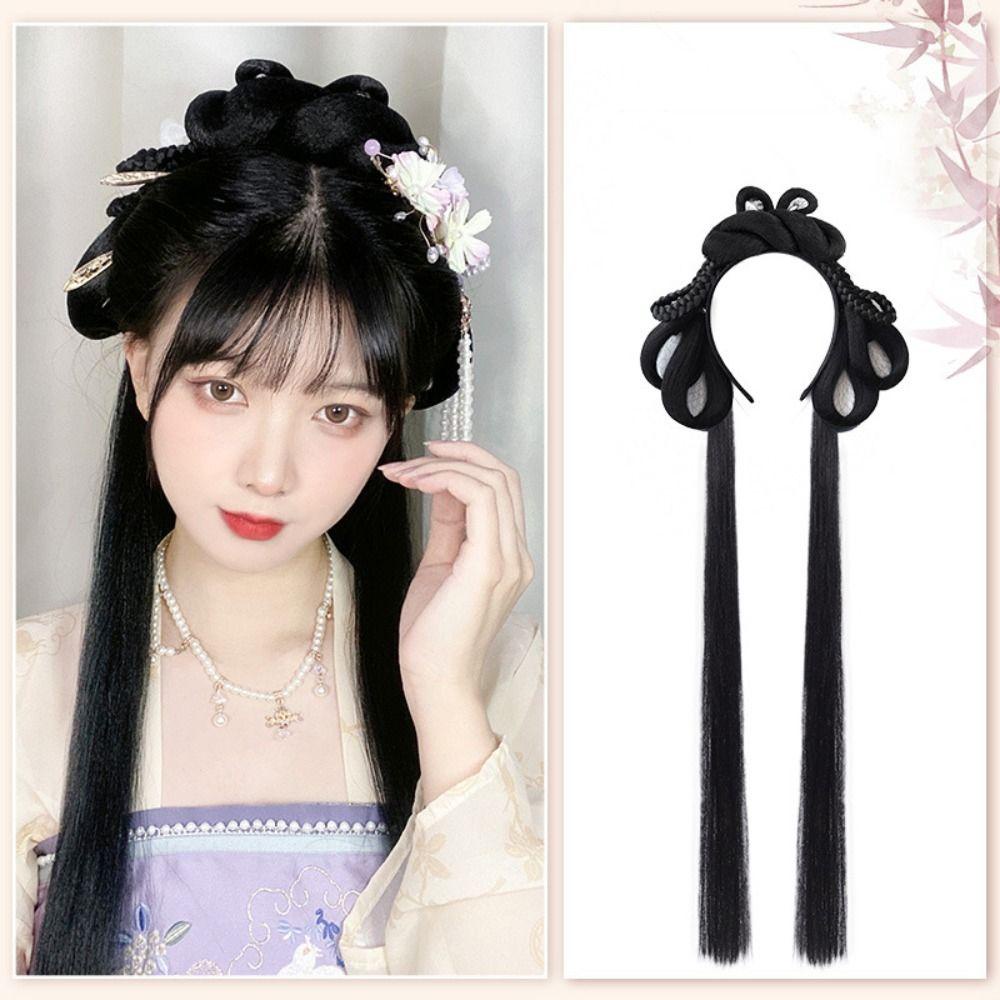 Jeremy1 ที่คาดผม วิกผมยาว สังเคราะห์ สไตล์ฮั่นฝู จีนโบราณ แบบดั้งเดิม มองไม่เห็น สําหรับผู้หญิง - รูปที่ 5