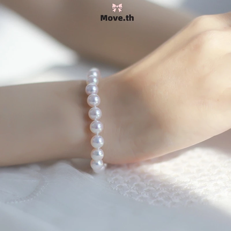 สร้อยข้อมือมุก 8mm สีพื้น สไตล์เกาหลี เข้ากับทุกชุด thumbnail 3