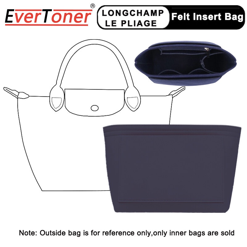 Evertoner กระเป๋าถือ กระเป๋าเครื่องสําอาง แบบสักหลาด อุปกรณ์เสริม สําหรับ Longchamp LE PLIAGE