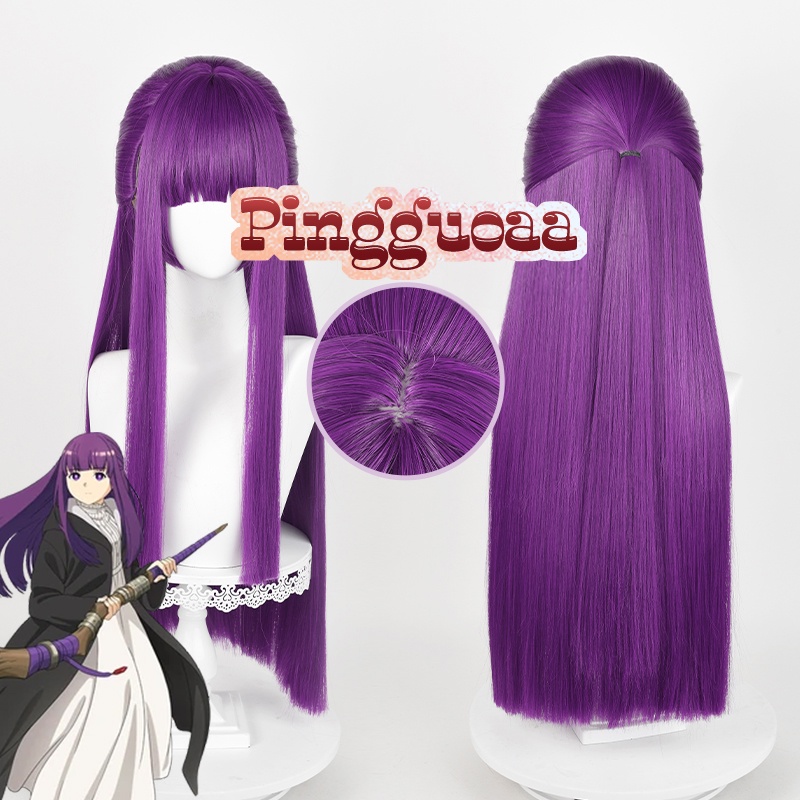 Anime Frieren At The Funeral Fern Cosplay Wig 80cm Long Straight Purple Wig Heat Resistant Synthetic