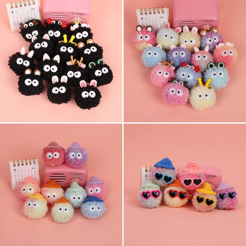 croc Ins ลูกบอลขนเฟอร์ ริบบิ้น ลูกบอลถ่านหิน หมวก เอลฟ์ ไล่โทนสี DIY อุปกรณ์เสริมรองเท้าชายหาด