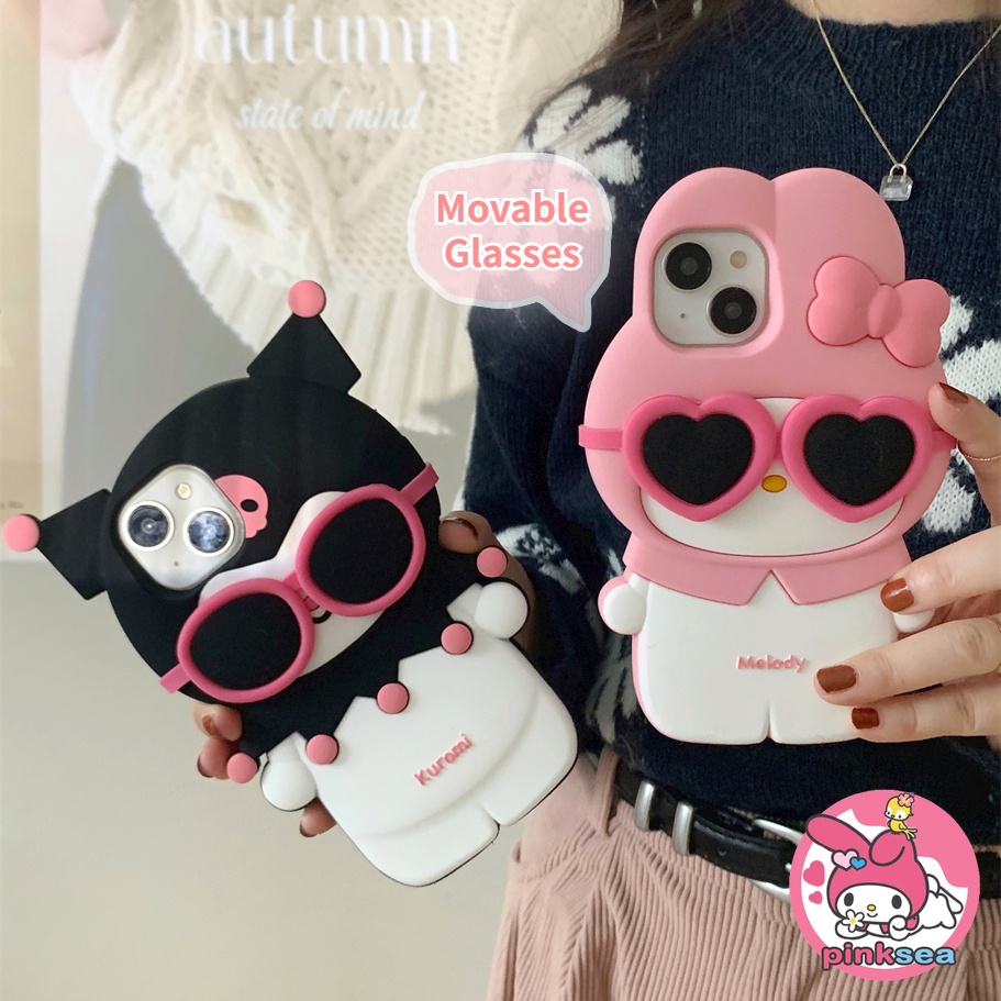 เคสโทรศัพท์ซิลิโคน TPU แบบนิ่ม ลายการ์ตูนเมโลดี้ คุโรมิ 3D ขยับได้ กันกระแทก สําหรับ iPhone 11 15 14 13 12 Pro Max Xr