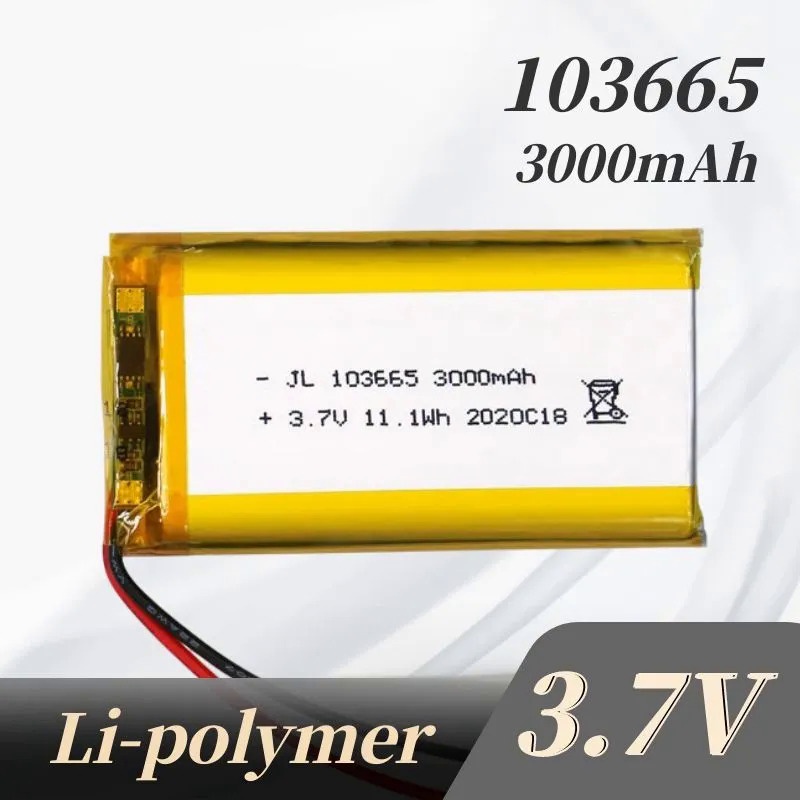 3.7V 3000mAh 103665 Lithium Polymer Battery Jst PH 2.0mm 2pin Plug ForShip Model Excavator Large Cap