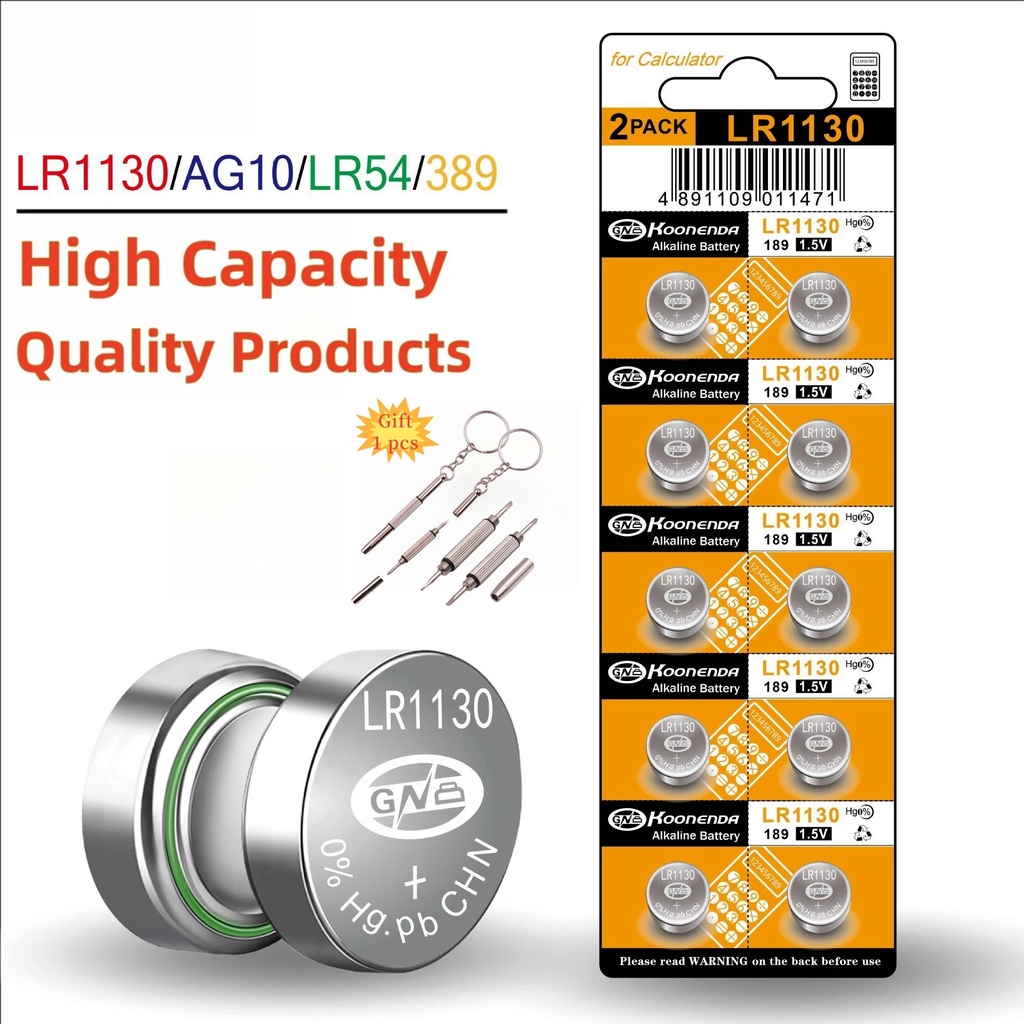 AG10 LR1130 Batteries 389A LR1130 LR54 L1131 SR1130 1.55v High Capacity Button Cell Coin Battery for