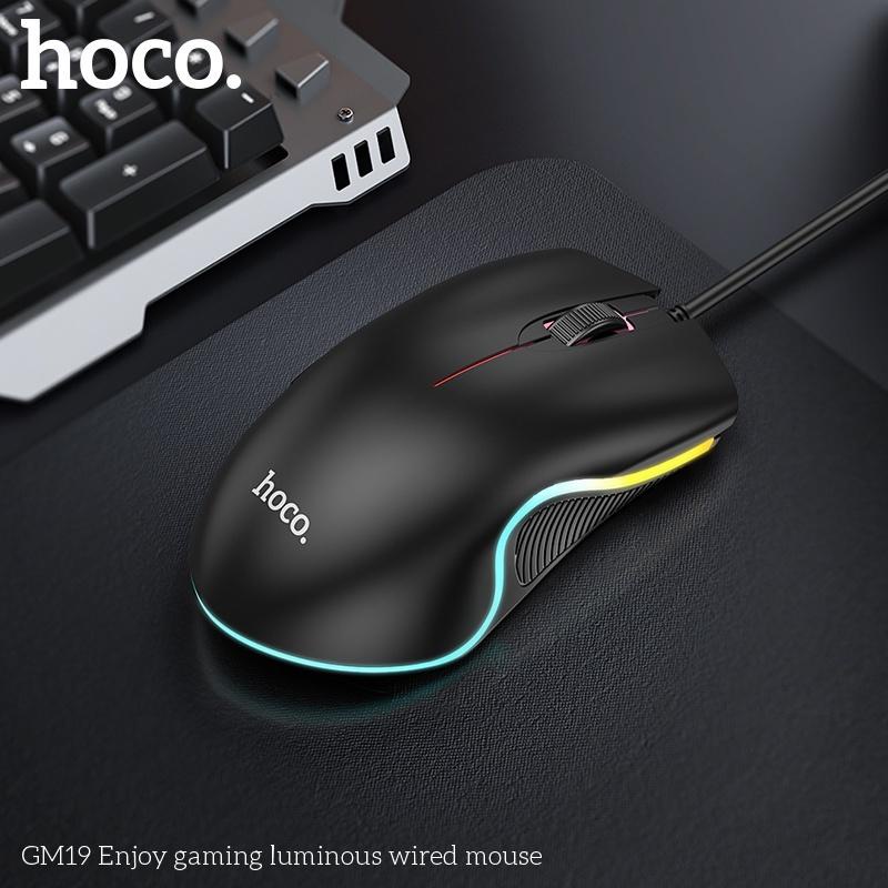 Hoco GM19 เมาส์เกมมิ่ง เมาส์RGB DPI 1000 เซนเซอร์แม่นยำ สายยาว1.4เมตร เมาส์ออปติคอล