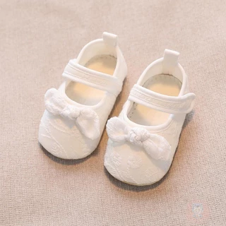 【ส่งจากไทย】Laa6-infant Baby Girls Non-Slip Soft Soled Lace Bowknot Flats Shoes