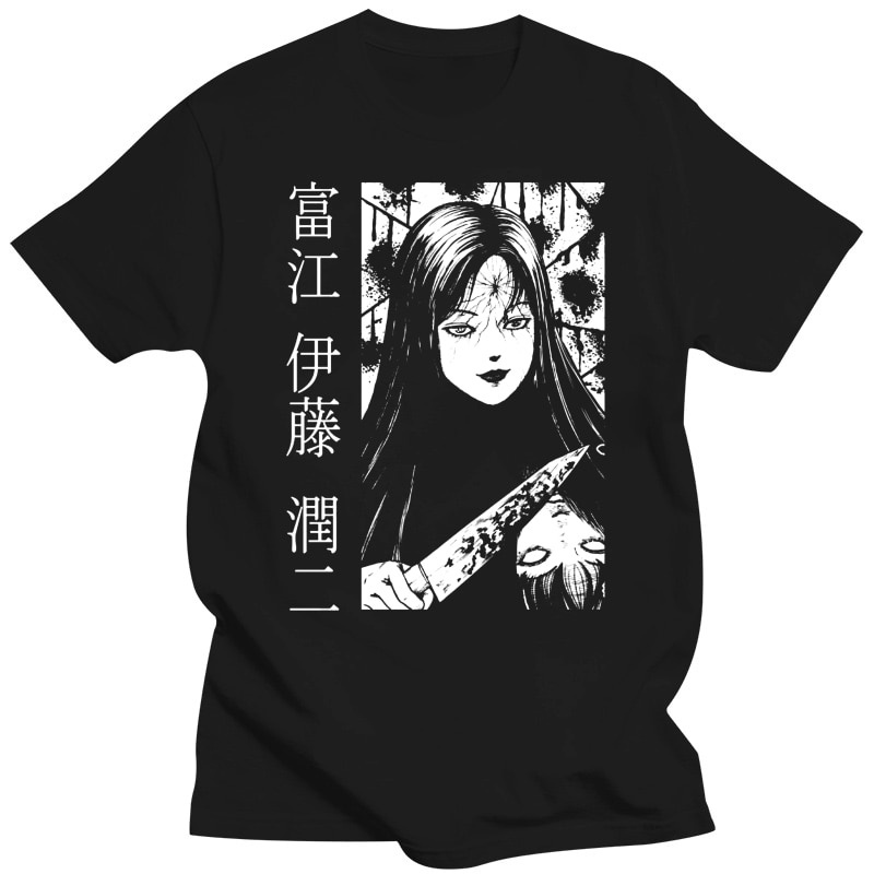 อะนิเมะใหม่ Junji Ito Harajuku Tomie มังงะ T เสื้อสยองขวัญการ์ตูนผู้ชาย Streetwear ฤดูใบไม้ร่วงขนาดใ