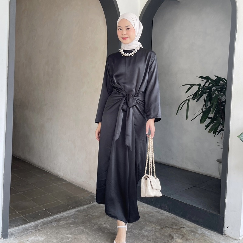Hitam Ayran KAFTAN LILIT วัสดุ VELVET ขนาดทั้งหมด FIT TO XL ซิปกลับชุดผู้หญิง BRIDESMERMAID GRADUATI