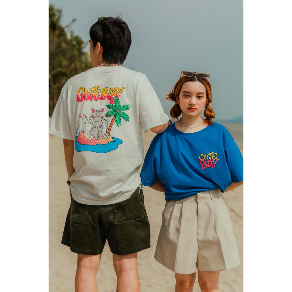 แฟชั่นใหม่ล่าสุด CuteBoy Shop   เสื้อยืดโอเวอร์ไซซ์ ผ้าคอตตอน 100% ลาย CuteBoy On The Beach