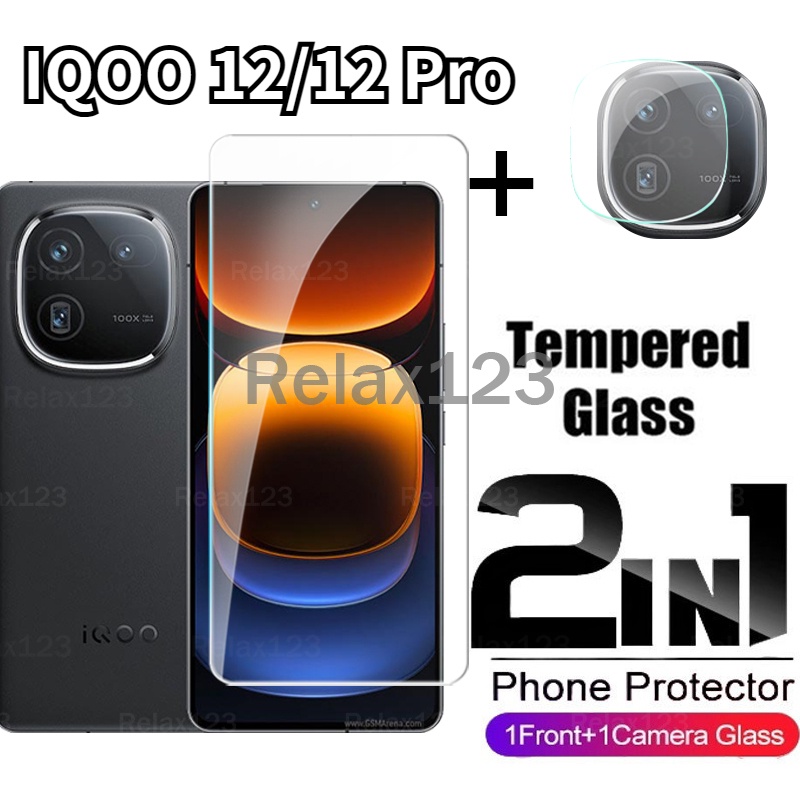 2in1 ฟิล์มกระจกนิรภัยกันรอยหน้าจอ แบบเต็มจอ HD สําหรับ Vivo IQOO 12 iqoo12 iqoo12Pro 5G 2023