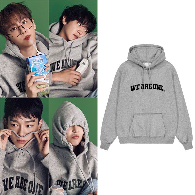 เสื้อแจ็กเก็ตกันหนาว มีฮู้ด ลาย Kpop EXO WE ARE ONE Park Chan Yeol Oh Se Hun BaekHyun สไตล์สตรีท สําหรับผู้ชาย และผู้หญิง