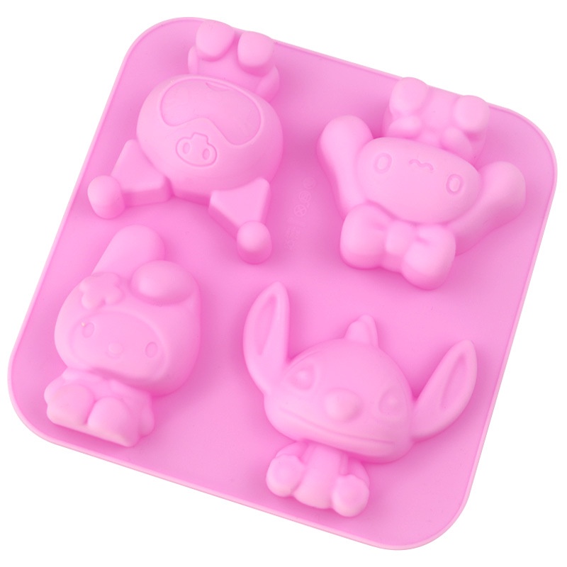 แม่พิมพ์ซิลิโคน ลายการ์ตูน Cinnamoroll Kuromi Melody Stitch 4 ช่อง สําหรับทําสบู่ พุดดิ้ง เยลลี่ มูส เค้ก อโรมาเธอราพี ยิปซั่ม DIY