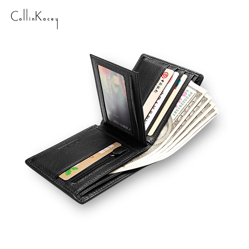 🎁 (เหลือ 230 บ. โค้ดวิดีโอลด) กระเป๋าสตางค์ผู้ชาย CollinKacey รุ่น A25 หนังแท้ ใบสั้น แถมเข็มขัด