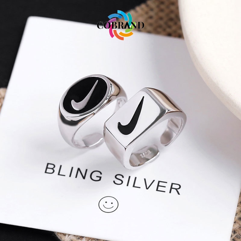 พร้อมส่งแหวนเปิดคู่แฟชั่นวินเทจติ๊กสัญลักษณ์นิ้วนิ้วชี้เกาหลีผู้ชายและผู้หญิงเครื่องประดับcobrandier
