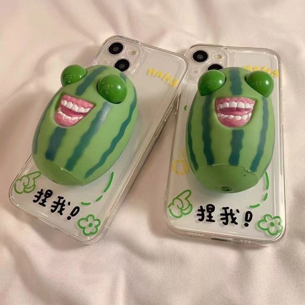 เคสโทรศัพท์มือถือ TPU นิ่ม ปิดด้านหลัง แบบใส กันฝุ่น ลายทางแตงโม ยิ้ม สีเขียว สําหรับ IPhone 15 Pro Max 14 13 12 11 Pro Max X 7Plus