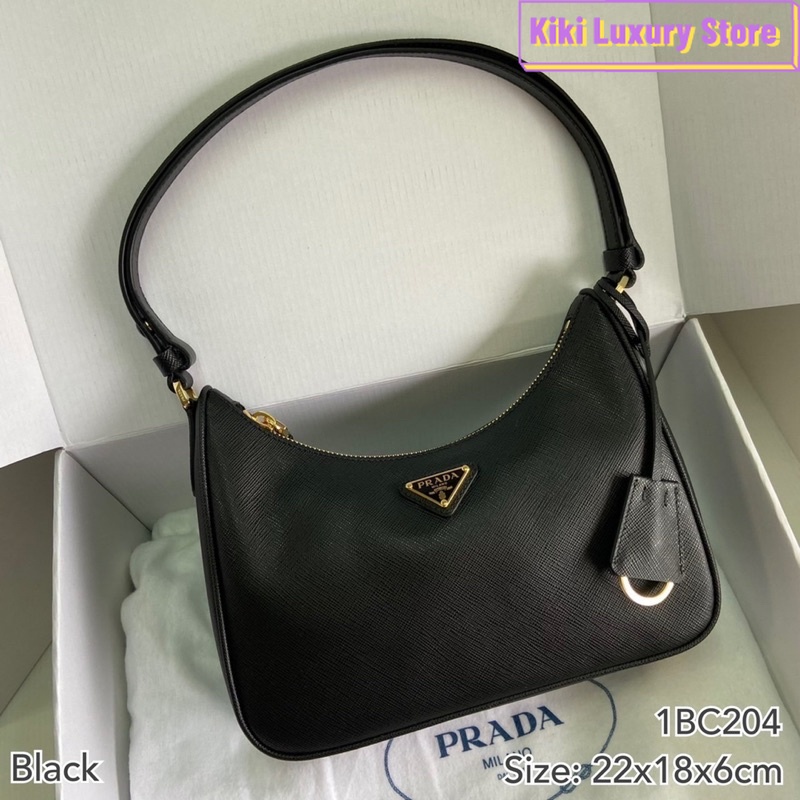 ถูกที่สุด ของแท้ 100% Prada hobo Saffiano leather mini bag (1BC204)