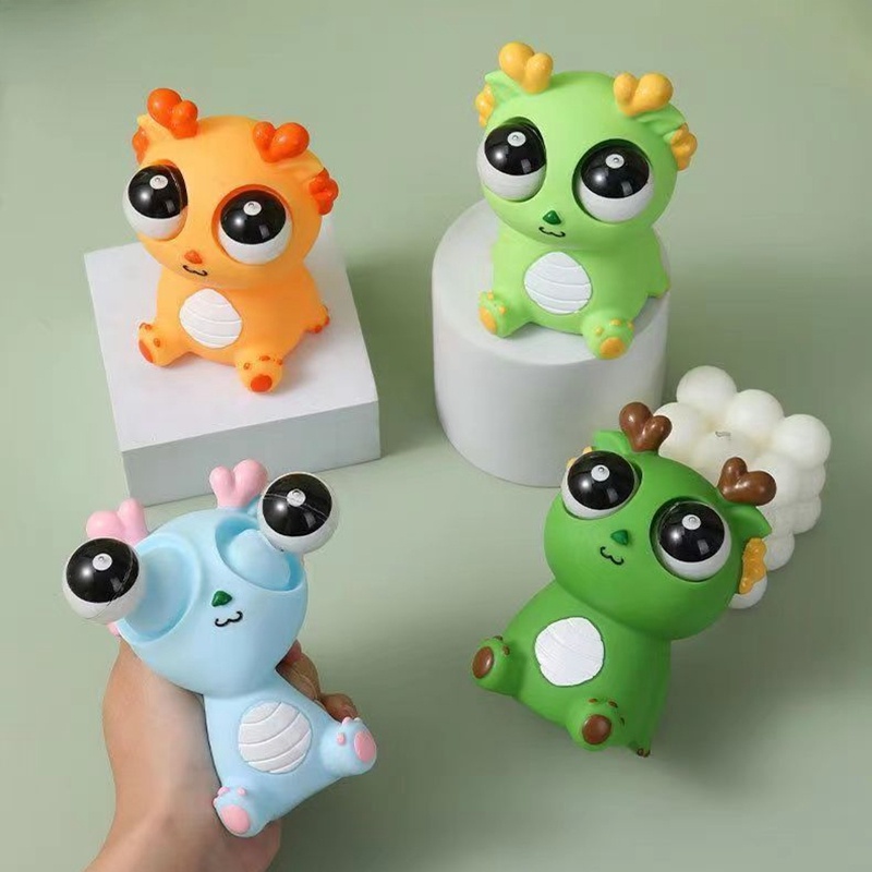 ของเล่นบีบสกุชชี่ รูปไดโนเสาร์ มังกร แบบสร้างสรรค์ สุ่มสี