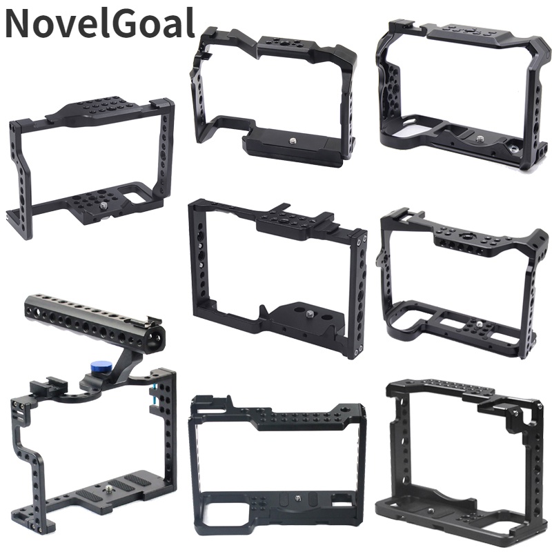 Novelgoal กรงกล้อง สําหรับ Panasonic พร้อมเมาท์ Cold Shoe Vlog Video Photograthy Stabilizer Cage Frame Rig สําหรับจอมอนิเตอร์แฟลช