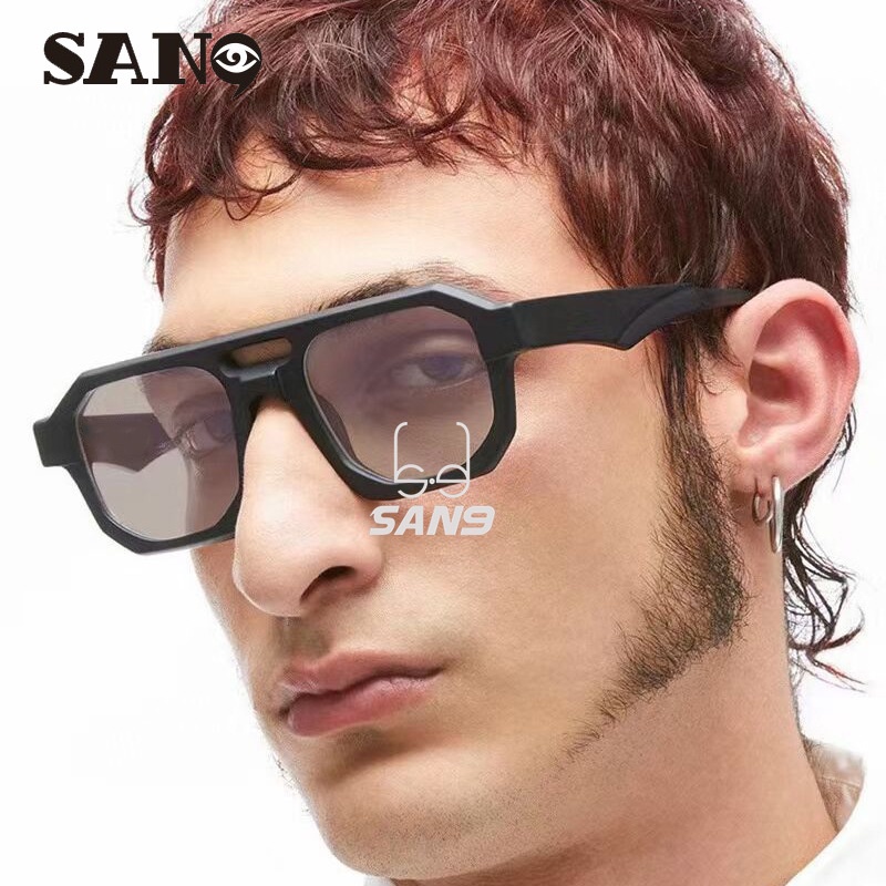 【พร้อมส่ง】COD (San9) แว่นตากันแดด สองชั้น ทรงไม่สมมาตร สไตล์พังก์ สําหรับผู้ชาย