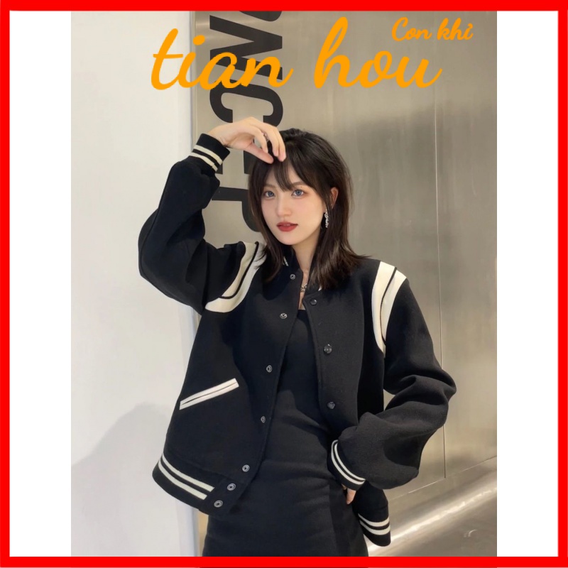 เสื้อแจ็กเก็ตเบสบอล ผ้าฟลีซ แบบหนา ทรงหลวม แฟชั่นฤดูใบไม้ร่วง และฤดูหนาว สไตล์สตรีท สําหรับนักเรียนผู้หญิง 53YS