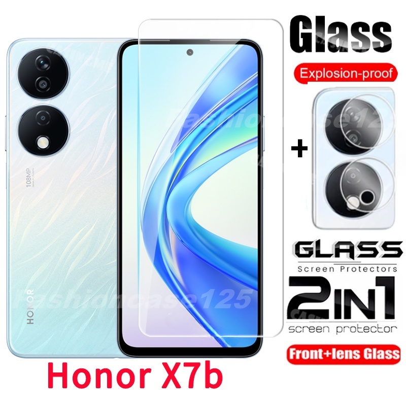 2 in 1 ฟิล์มกระจกนิรภัยกันรอยหน้าจอ เลนส์ด้านหลัง แบบเต็มจอ สําหรับ Honor X7b 4G 2023 X7b X7b X7a X8