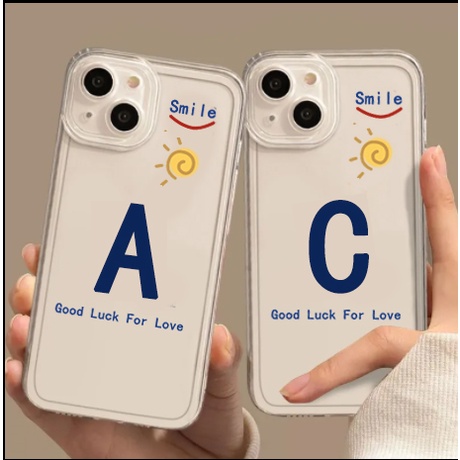 เคสโทรศัพท์มือถือ แบบใส พิมพ์ลายตัวอักษร A B C D E F G H I J K L สําหรับ Iphone 15 Pro Max Xs 6 7 8 
