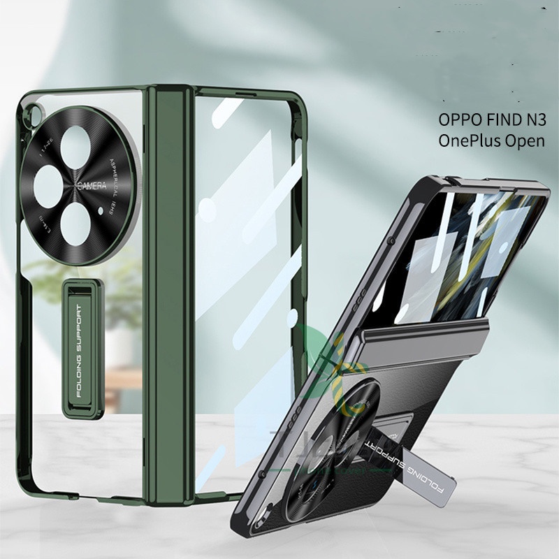 บานพับวิเศษ ชุบไฟฟ้า ใส เคส Oppo Find N3 / oneplus เปิดฟิล์ม ขาตั้ง เคสรวมทุกอย่าง เคสพีซี แบบแข็ง