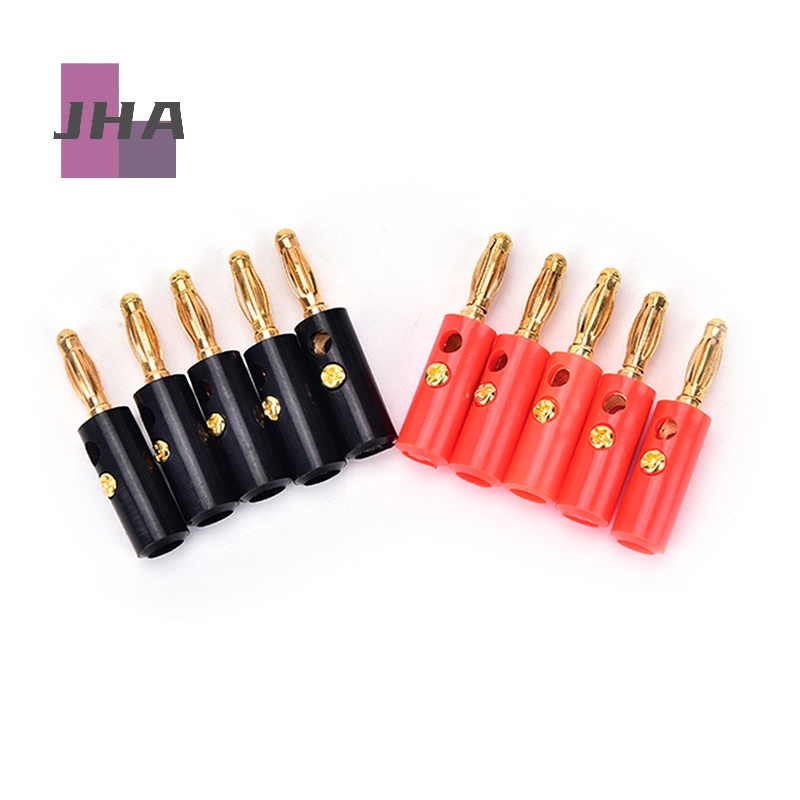 [JHA] ใหม่ ปลั๊กกล้วยเชื่อมต่อลําโพง 4 มม. สีทอง 10 ชิ้น ต่อล็อต