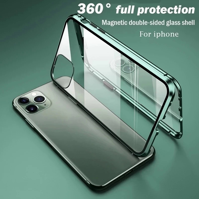 360°เคสโทรศัพท์มือถือ แบบแม่เหล็ก ป้องกันเต็มรูปแบบ สองด้าน สําหรับ IPhone 15 14 Pro Max Plus