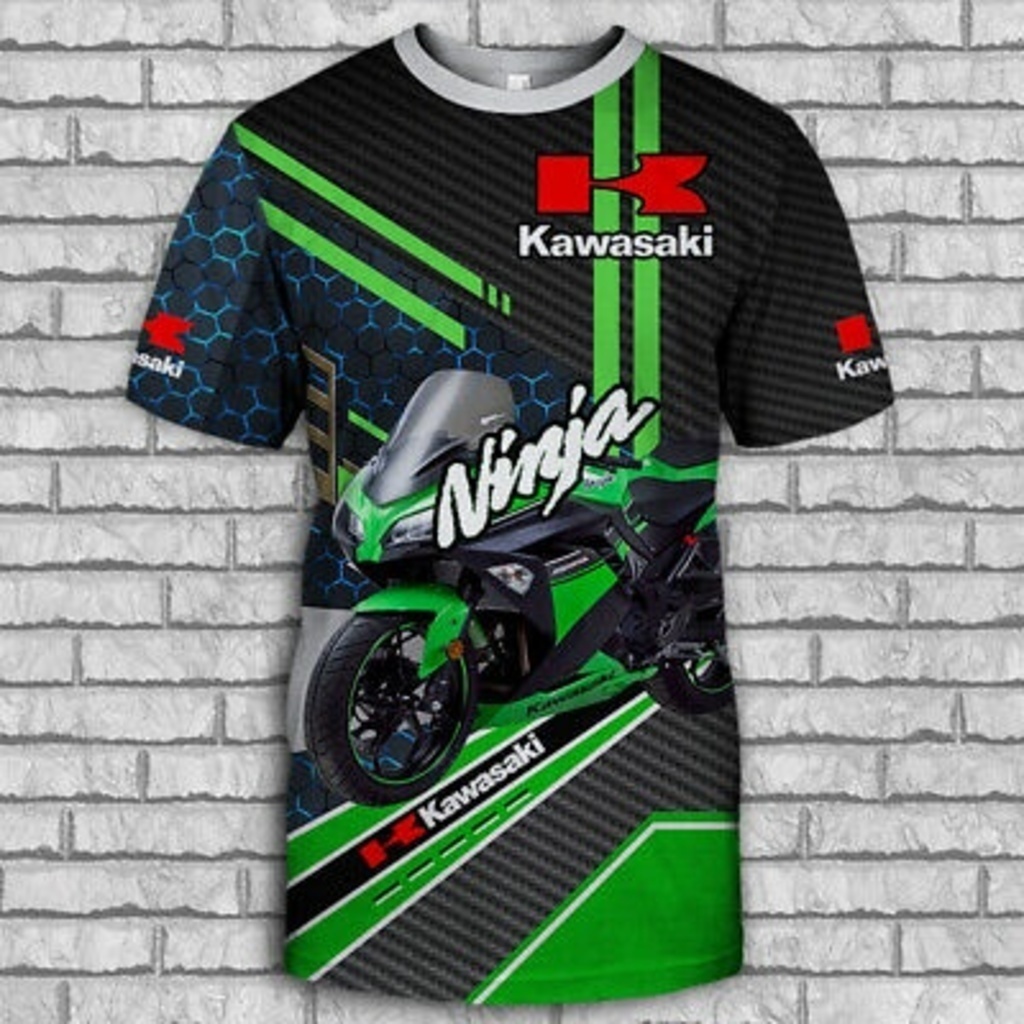 T 3D แฟชั่นเท่ๆ KAWASAKI เสื้อ Tee Camiseta Motosport Bikers Racing Team x6bH
