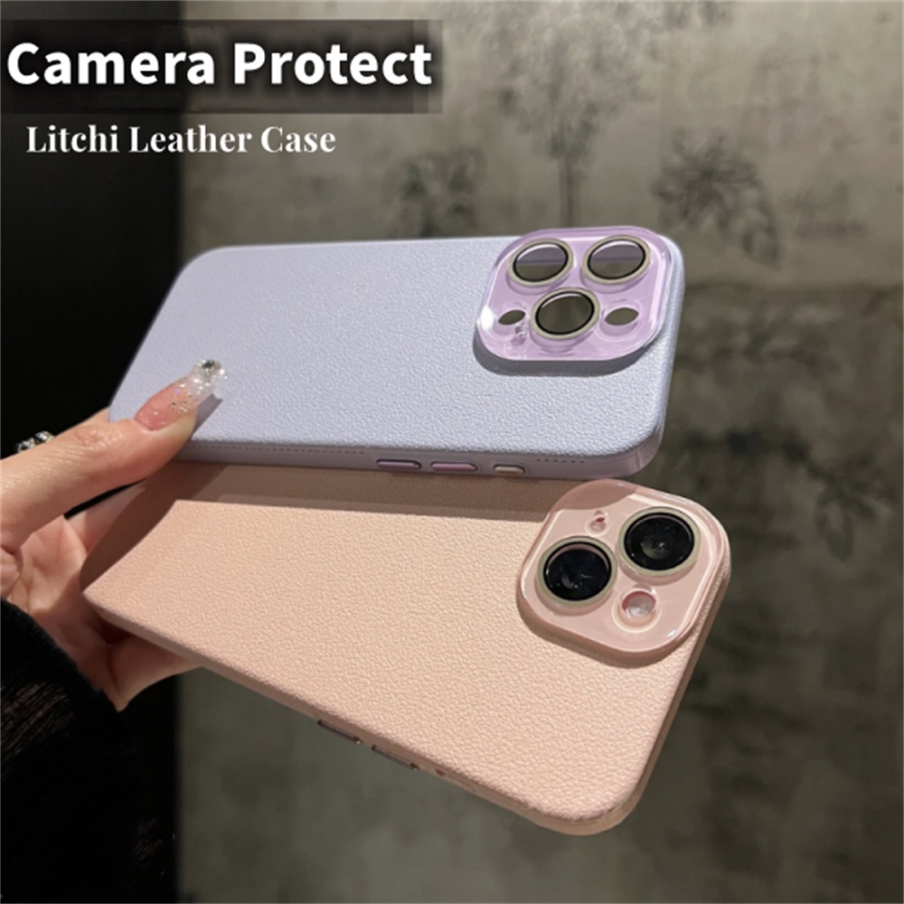 เคสโทรศัพท์มือถือหนัง ไทเทเนียม ป้องกันกล้อง กันกระแทก หรูหรา สําหรับ iPhone 15 14 13 12 Pro Max 14 15 ProMax