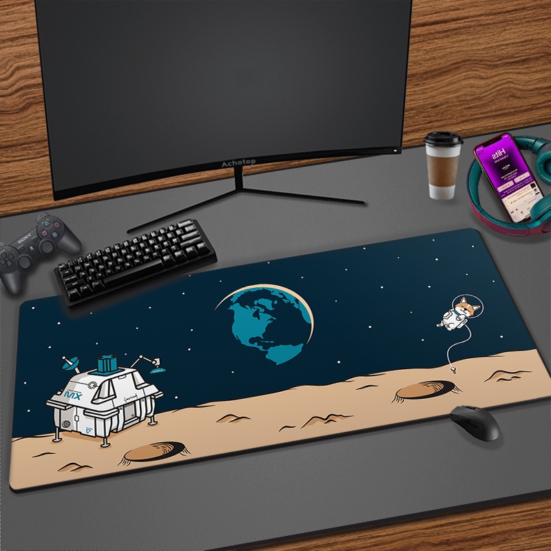 Space ขนาดใหญ่อะนิเมะ Mousepad Gamer น่ารัก Kawaii XXL Gaming Mouse Pad ยางสีดําล็อคขอบ Big แฟชั่นแล