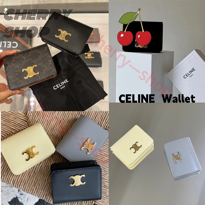 เซลีน CELINE TRIOMPHE glossy cow leather card holderกระเป๋าสตางค์ผู้หญิง wallet