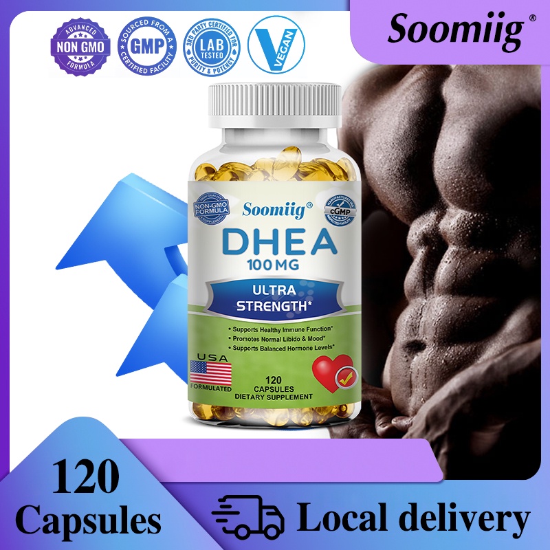 Soomiig DHEA 100 มก. รองรับภูมิคุ้มกัน พลังงาน และพลังชีวิต การเผาผลาญ 120 แคปซูล