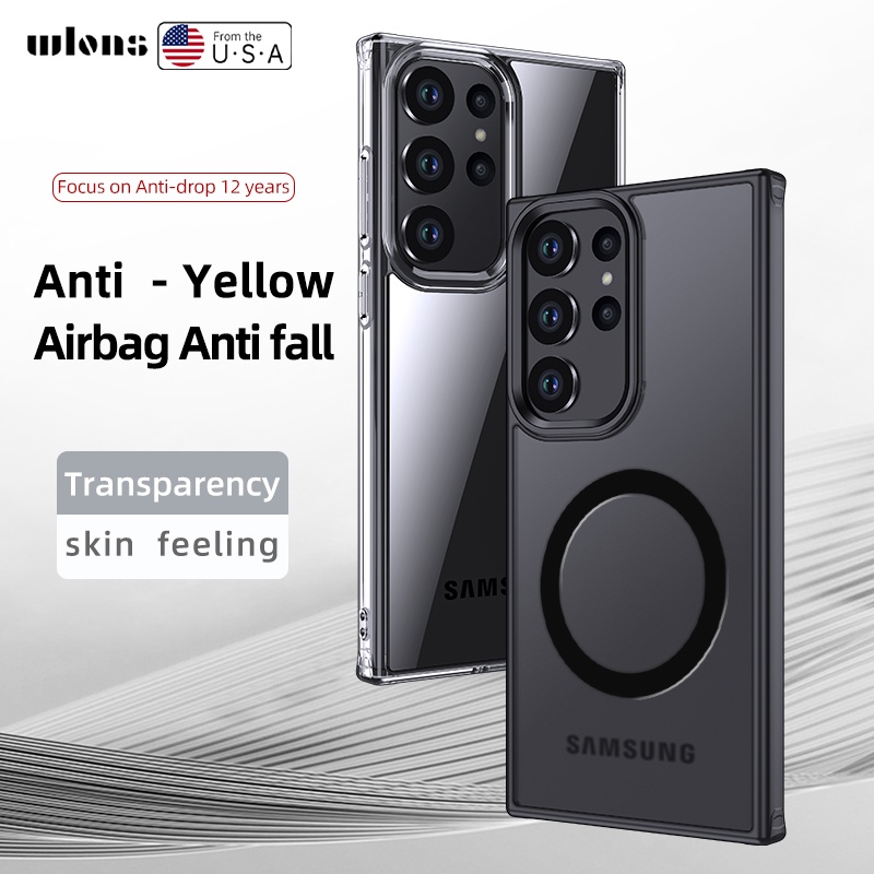 เคส Samsung S25 Ultra Plus เกราะน้ำแข็ง แม่เหล็ก รองรับการชาร์จแบบไร้สาย เคสโทรศัพท์แข็ง โปร่งใส ชัดเจน ปกป้องกล้อง ต่อต้านสีเหลือง กันกระแทก