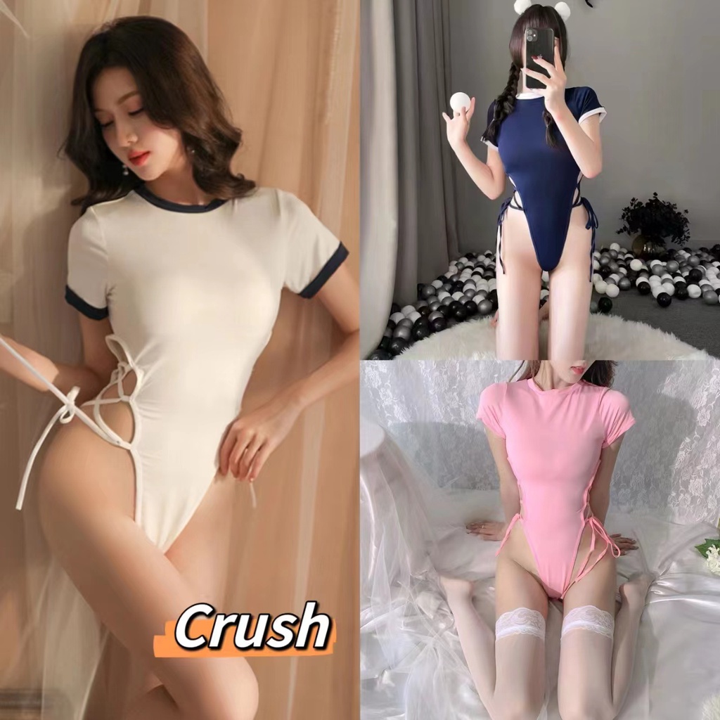 Crush💘 💋ชุดนอนผู้หญิง 💋เสื้อยืดบอดี้สูท แขนสั้น ผ้ายืด ใส่สบายสินค้า🛒พร้อมส่งจากไทย( SS )