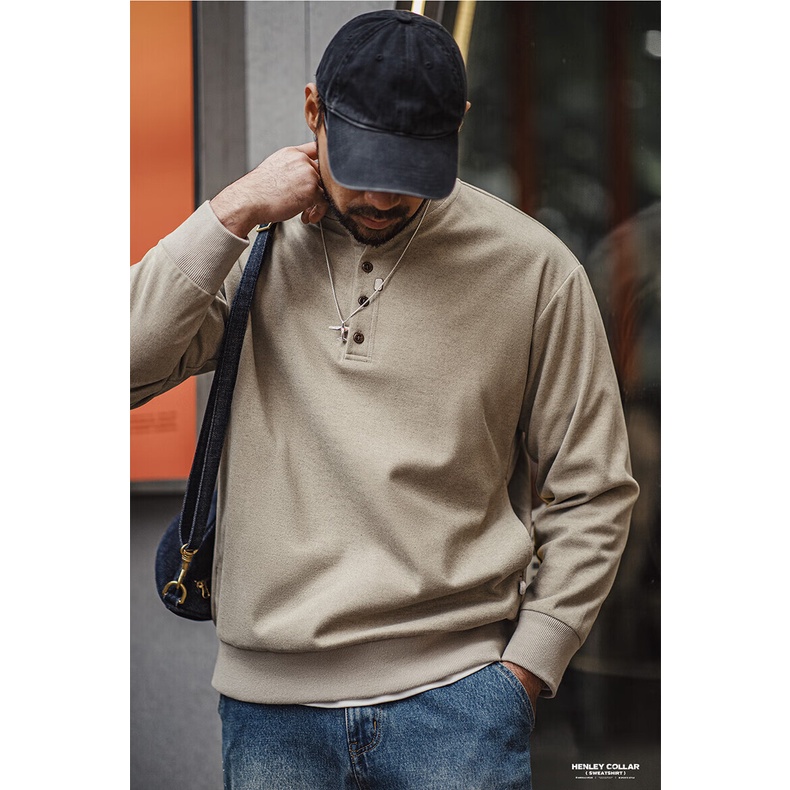 Retro Womens Youth 2025 ฤดูใบไม้ผลิใหม่อเมริกัน Casual Henry Collar เสื้อกันหนาวทําด้วยผ้าขนสัตว์สีเทา Series Cleanfit แขนยาวด้านล่าง — صورة 3