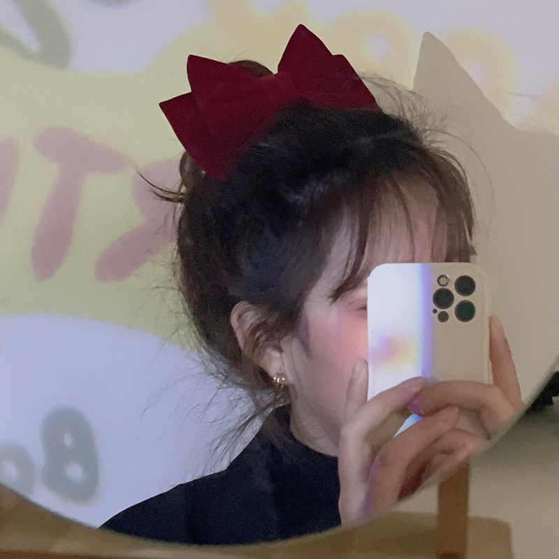 กิ๊บติดผม ผ้ากํามะหยี่ ประดับโบว์ เข้ากับทุกการแต่งกาย แฟชั่นฤดูใบไม้ร่วง และฤดูหนาว สไตล์ฝรั่งเศส