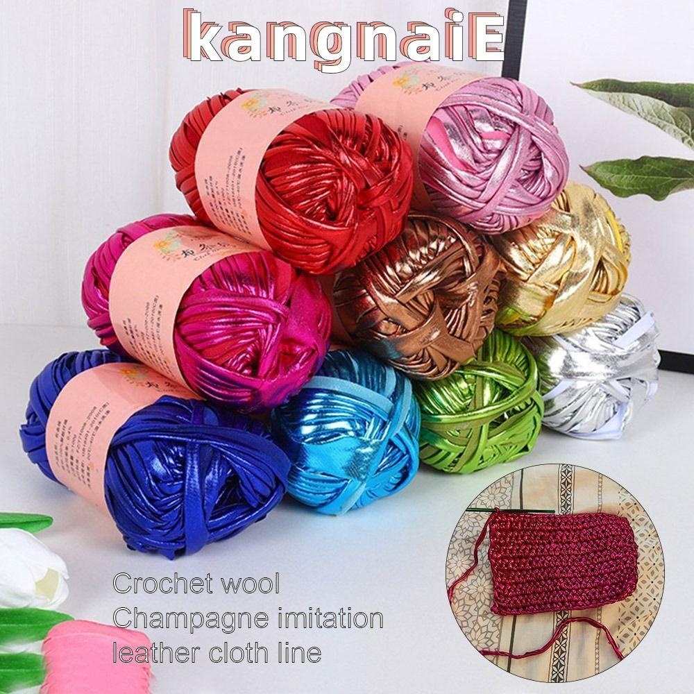 Kangnai ไหมพรมถักโครเชต์ เย็บหนังเทียม บอลไหมพรม แปลกใหม่ สีเมจิก แวววาว สําหรับกระเป๋า ผ้าห่ม DIY ถักมือ สําหรับเสื้อยืด