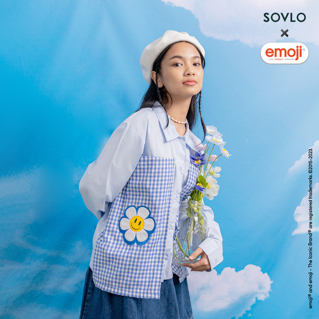 Kemeja Sovlo x emoji - Elsie เสื้อเชิ้ตแขนยาว โอเวอร์ไซซ์ สําหรับผู้หญิง