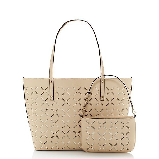 ของแท้ กระเป๋า   Kate Spade spice market small coal with wristlet - ostrich egg/bone แถมใบเล็ก พร้อม