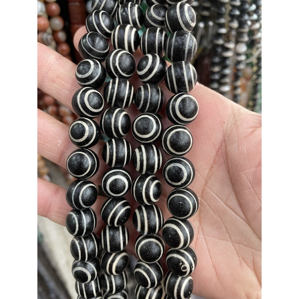 ลูกปัดหินอาเกตธรรมชาติ DZI ทรงกลม ขนาด 8 มม. 10 มม. 12 มม. สีดํา สําหรับทําเครื่องประดับ สร้อยข้อมือ สร้อยคอ DIY