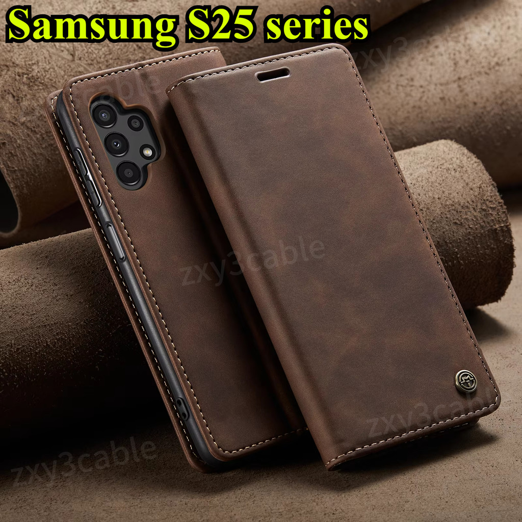 Retro กระเป๋าหนังสําหรับ Samsung Galaxy S26 S25 S24 Ultra Plus FE 5G 2026 เคสโทรศัพท์พลิกแม่เหล็กผู้ถือบัตรสําหรับ S26Ultra S25Ultra S25Plus S25 + S24FE S24Ultra กรณี