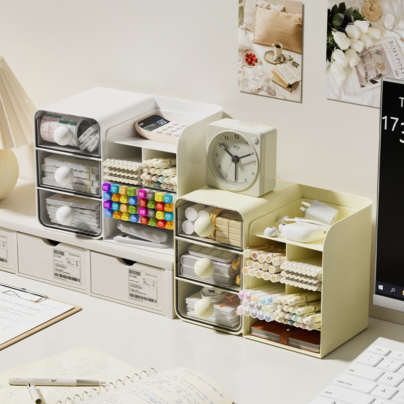 กล่องลิ้นชักอเนกประสงค์ วางบนโต๊ะทำงาน ใส่เครื่องเขียนขนาดเล็ก desktop organizer สำหรับโต๊ะคอมพิวเตอร์