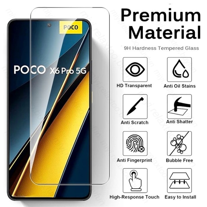 ฟิล์มกระจกนิรภัย POCO X6 X6 PRO F6 F6 PRO M6 PRO 4G CLEAR คุณภาพสูง - POCO F6 PRO HSTGC